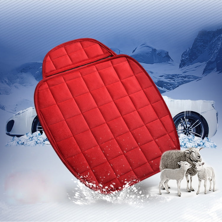 3 PCS / Set Warm Car Seat Cover Cushion Five Seats Universal Two Front Row Seat Covers and One Back Row Seat Cover Car Non-slip Chair Pad Warm Car Mats No Back Plush Cushion(Red)