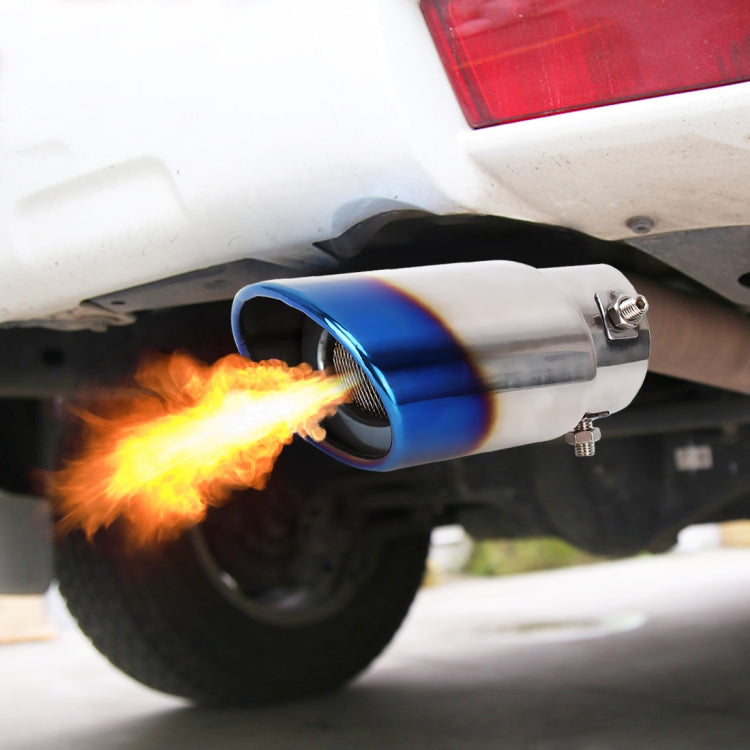 Universal Car Styling Stainless Steel Straight Bolt-on Exhaust Tail Muffler Tip Pipe with Mesh(Blue) - Exhaust Pipes by PMC TechLife | Online Shopping South Africa | PMC TechLife | Buy Now Pay Later Mobicred