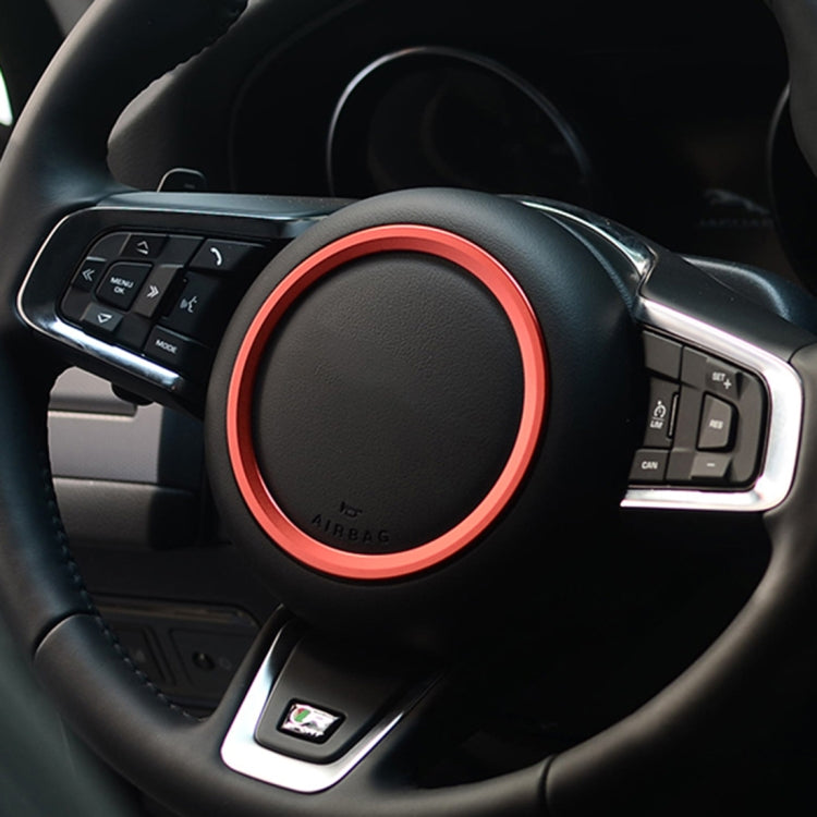 Car Auto Steering Wheel Aluminum Alloy Ring Cover Trim Sticker Decoration for Jaguar(Red) - free shipping - PMC Jewellery - Order now!
