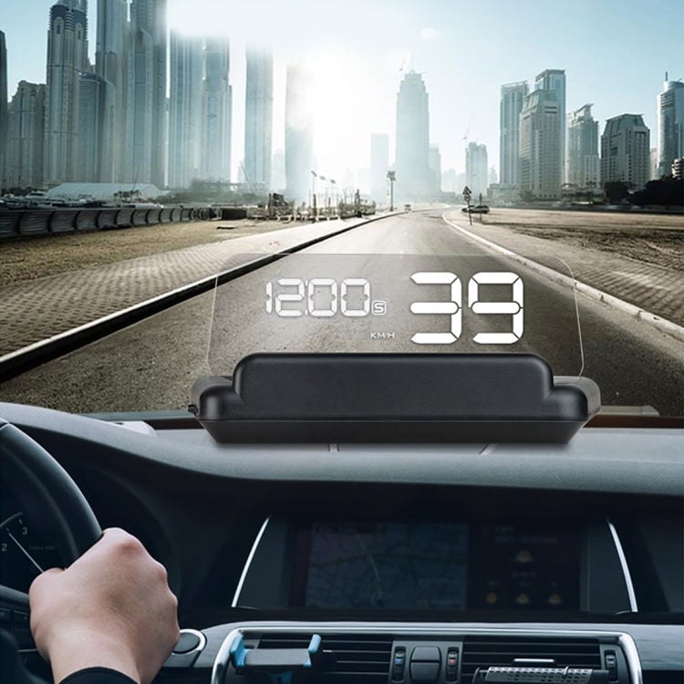 T900 Car GPS HUD Virtual HD Reflection Board Head-up Display, Speed & Driving Distance / Time Display, Over Speed & Voltage & Low Voltage Alarm, Fatigue Driving(White)