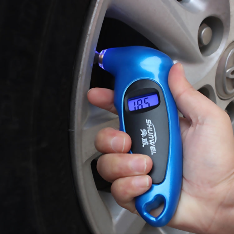 SHUNWEI SD-2802 Digital Tire Pressure Gauge 150 PSI 4 Settings for Car Truck Bicycle with Backlit LCD and Non-Slip Grip(Blue)