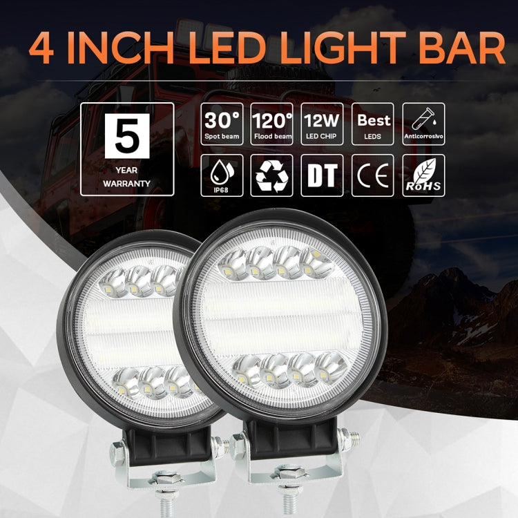 2 PCS 4 inch 15W Spot / Flood Light White Light Round-Shaped Waterproof Car SUV Work Lights Spotlight LED Bulbs, DC 9-30V - Work Lights by PMC TechLife | Online Shopping South Africa | PMC TechLife | Buy Now Pay Later Mobicred