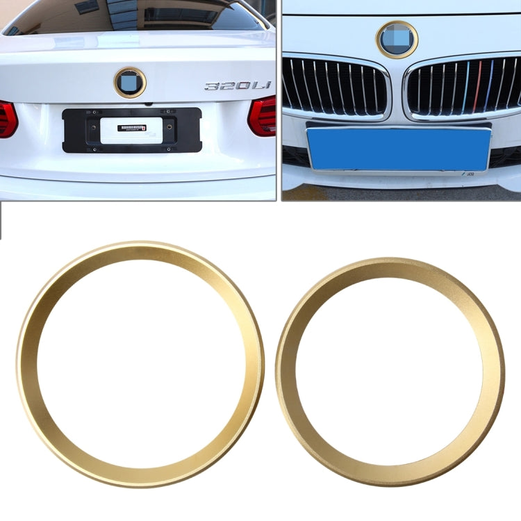 2 PCS/Set Zinc Alloy Steering Wheel Decoration Ring Sticker Logo Car Styling Modification Car Front Logo Ring Decoration Rear Cover Trim Hood Emblem Rings for BMW 3 Series(Gold)