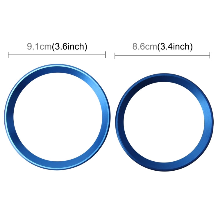 2 PCS/Set Zinc Alloy Steering Wheel Decoration Ring Sticker Logo Car Styling Modification Car Front Logo Ring Decoration Rear Cover Trim Hood Emblem Rings for BMW 3 Series(Blue)