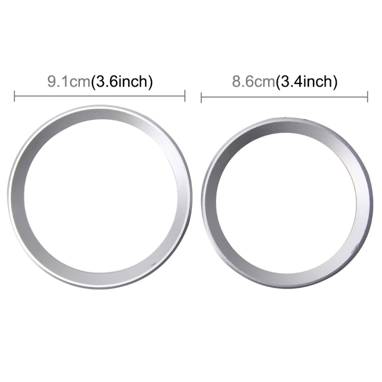 2 PCS/Set Zinc Alloy Steering Wheel Decoration Ring Sticker Logo Car Styling Modification Car Front Logo Ring Decoration Rear Cover Trim Hood Emblem Rings for BMW 3 Series(Silver)