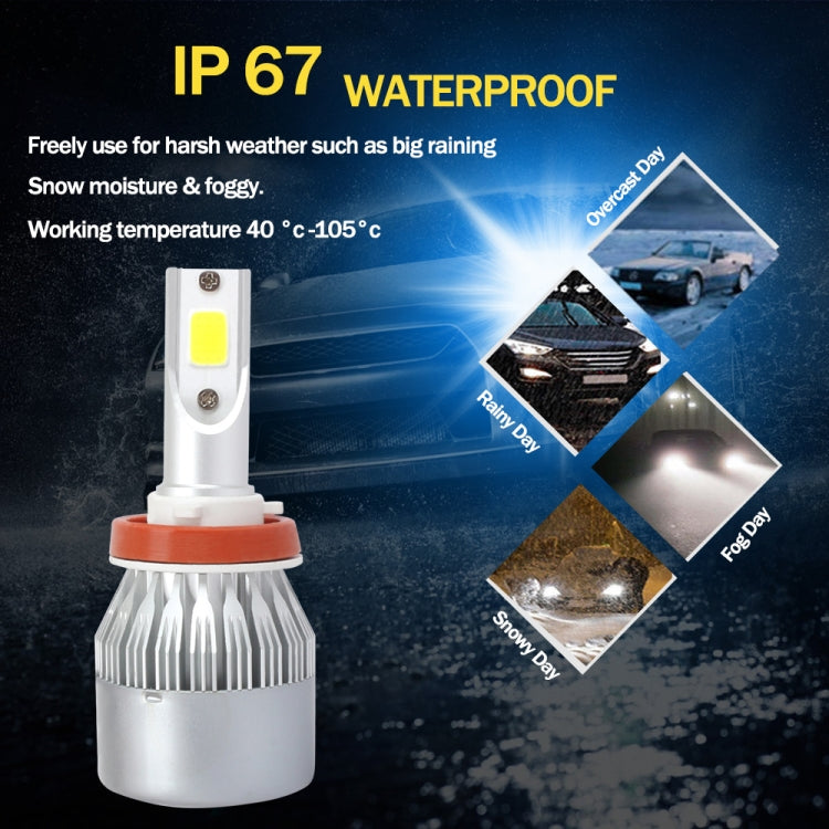 2 PCS H8/H9/H11 18W 1800 LM 8000K IP68 Casnbus Constant Current Car LED Headlight with 2 COB Lamps, DC 9-36V(Ice Blue Light)