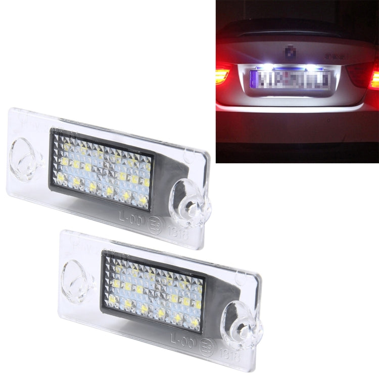 2 PCS License Plate Light with 18 SMD-3528 Lamps for Audi���2W 120LM, DC12V (White Light)