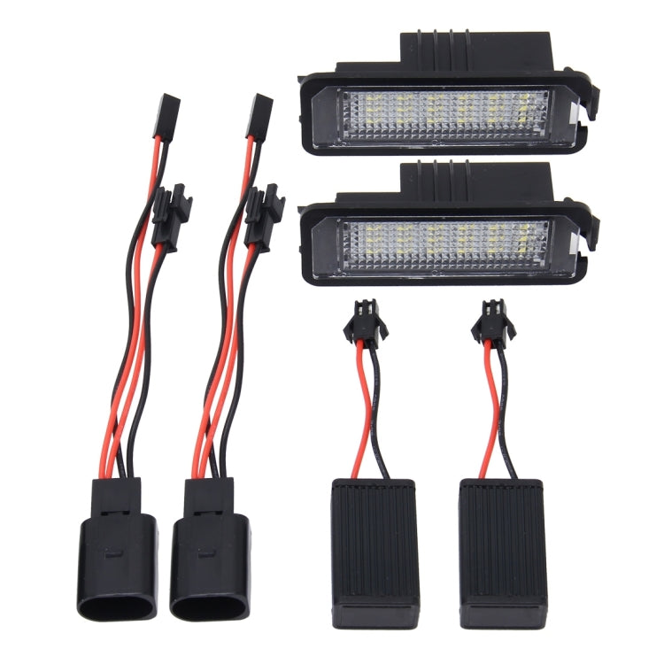 2 PCS License Plate Light with 18 SMD-3528 Lamps for Volkswagen,2W 120LM,6000K, DC12V(White Light)