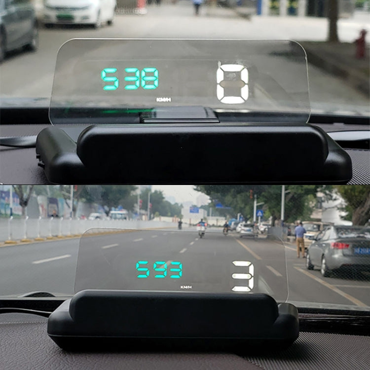 C500 Car HUD Virtual HD Projection Head-up Display, With Adjustable Reflection Board, Speed & RPM & Water Temperature & Oil Consumption & Driving Distance / Time & Voltage Display, Over Speed Alarm, Connect OBD2 Interface(Green)