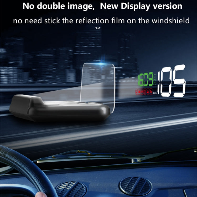 C500 Car HUD Virtual HD Projection Head-up Display, With Adjustable Reflection Board, Speed & RPM & Water Temperature & Oil Consumption & Driving Distance / Time & Voltage Display, Over Speed Alarm, Connect OBD2 Interface(Green)