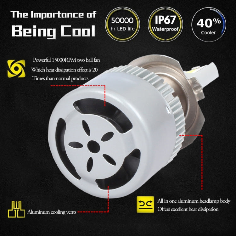 2 PCS H1 18W 1800 LM 3000K IP68 Canbus Constant Current Car LED Headlight with 2 COB Lamps, DC 9-36V(Gold Light)