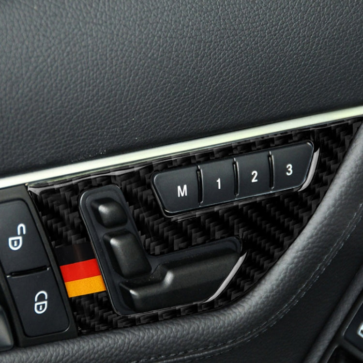 2 PCS German Flag Car Carbon Fiber Left Drive Seat Adjustment Panel Decorative Sticker for Mercedes-Benz W204 2007-2013 - Car Interior Mouldings by PMC Jewellery | Online Shopping South Africa | PMC Jewellery | Buy Now Pay Later Mobicred