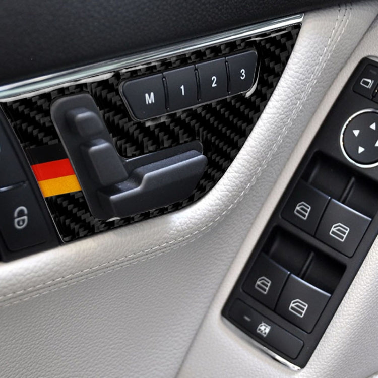 2 PCS German Flag Car Carbon Fiber Seat Adjustment Panel Decorative Sticker for Mercedes-Benz W204 2007-2013 - Car Interior Mouldings by PMC Jewellery | Online Shopping South Africa | PMC Jewellery | Buy Now Pay Later Mobicred