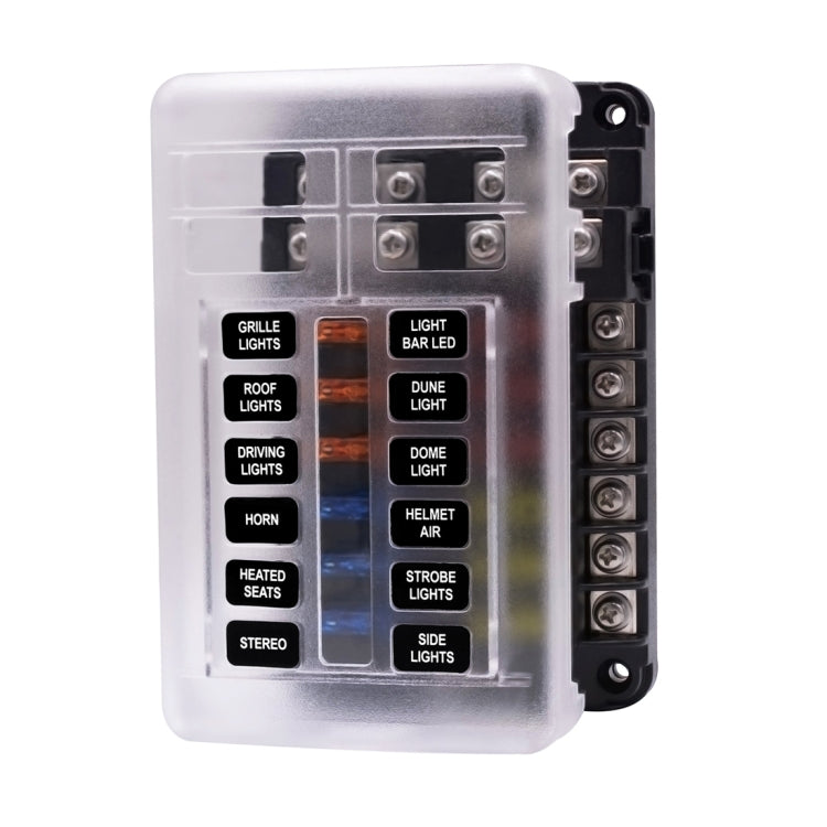 Independent Positive and Negative 1 in 12 Out 12 Way Circuit Blade Fuse Box Fuse Holder Kits with LED Warning Indicator for Auto Car Truck Boat - Fuse by PMC TechLife | Online Shopping South Africa | PMC TechLife | Buy Now Pay Later Mobicred