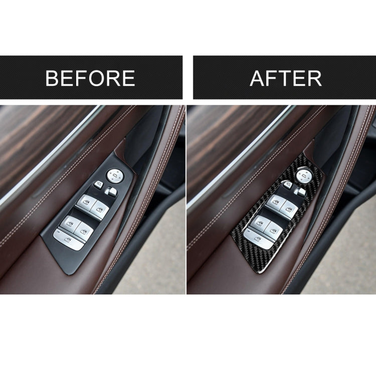 Car Carbon Fiber Door Window Lift Panel Decorative Sticker for BMW 5 Series G38 528Li / 530Li / 540Li 2018, Left Drive
