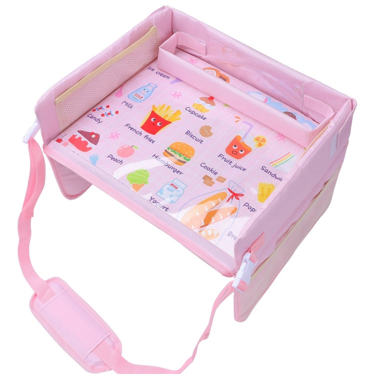 Children Water-resistant Dining Table Toy Organizer Baby Safety Tray Tourist Painting Holder (Pink Food)