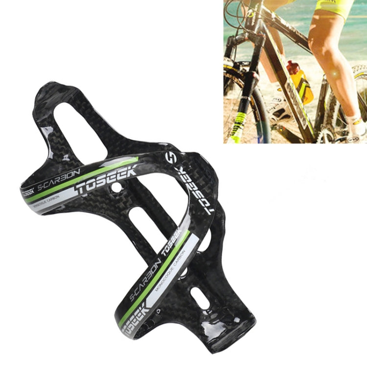 TOSEEK Gloss Full Carbon Fiber Road Bicycle Water Bottle Holder(Green)