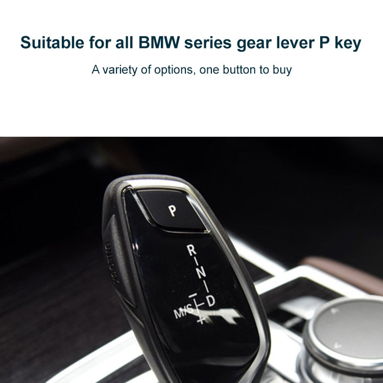 Car Gear Lever Auto Parking Button Letter P Cap for BMW 5 Series 2002-2010, Left Driving(Blue)