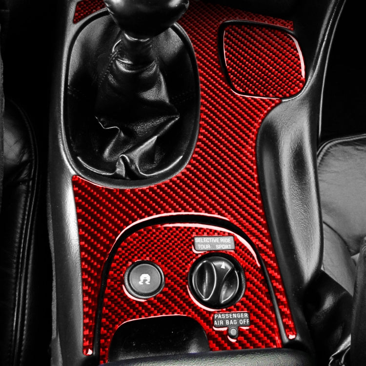 3 in 1 Carbon Fiber Car Gear Panel Sticker Kits D for Chevrolet Corvette C5 1998-2004, Left Drive(Red)