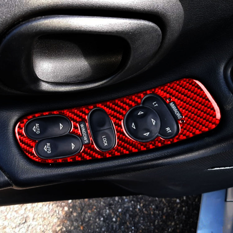 2 in 1 Car Carbon Fiber Door Control Panel Sticker Set B for Chevrolet Corvette C5 1998-2004, Left Drive(Red)