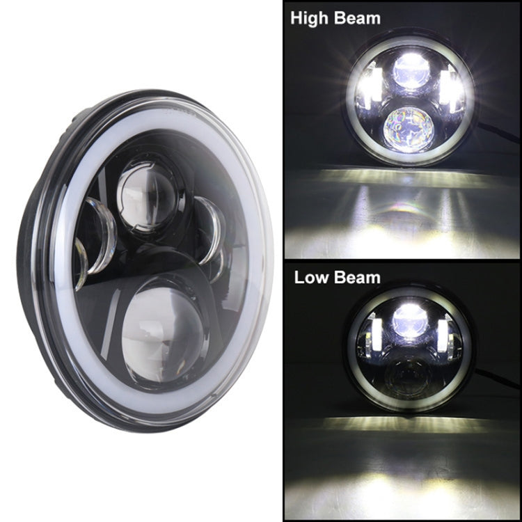 2 PCS 7 inch DC12V 6000K-6500K 50W Car LED Headlight Lamp Beads for Jeep Wrangler / Harley, Support APP + Bluetooth Control(Black)