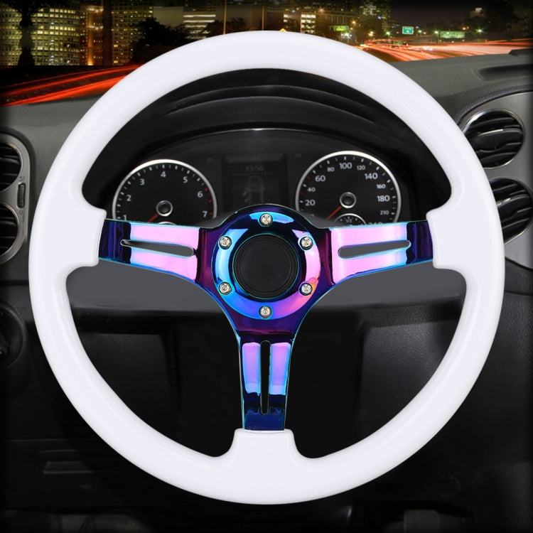 Car Colorful Modified Racing Sport Horn Button Steering Wheel, Diameter: 35cm(White) - Steering Wheel Accessories by PMC TechLife | Online Shopping South Africa | PMC TechLife | Buy Now Pay Later Mobicred