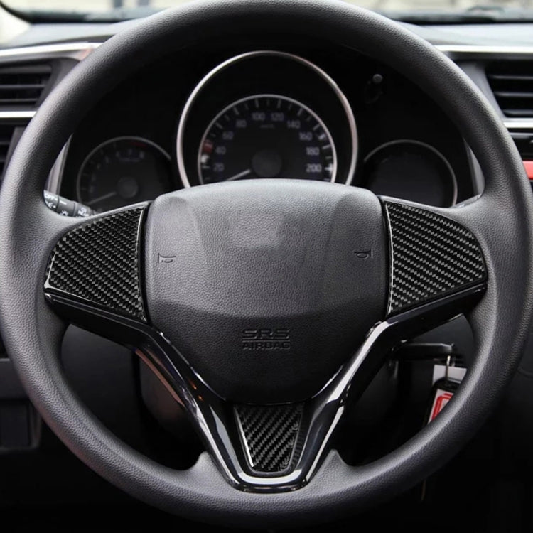 3 in 1 Car Carbon Fiber Steering Wheel Button Decorative Sticker for Honda Fit, Left and Right Drive Universal