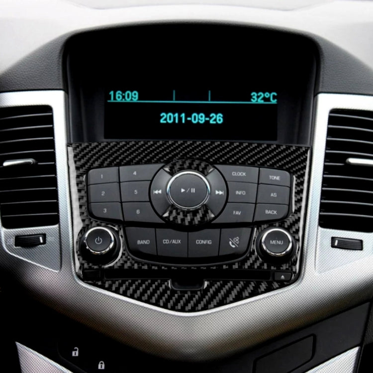 Car Carbon Fiber CD Panel Decorative Sticker for Chevrolet Cruze 2009-2015, Left and Right Drive Universal - Car Interior Mouldings by PMC TechLife | Online Shopping South Africa | PMC TechLife | Buy Now Pay Later Mobicred