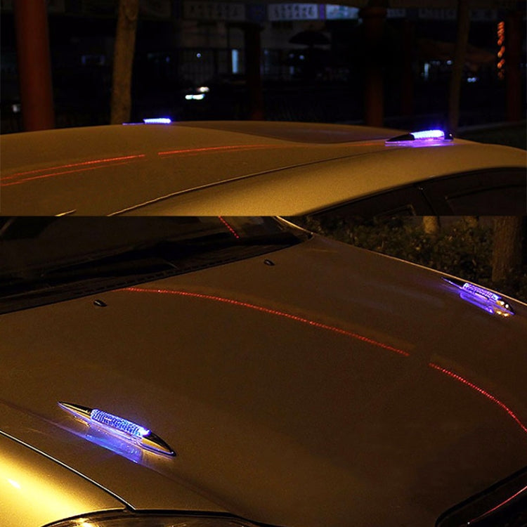 Car Solar Shark Gill Warning Lights Car Door Anti-collision Rear-end Collision LED Dlashing Lamp, Mode: Constant Bright + Flashing (Gold)