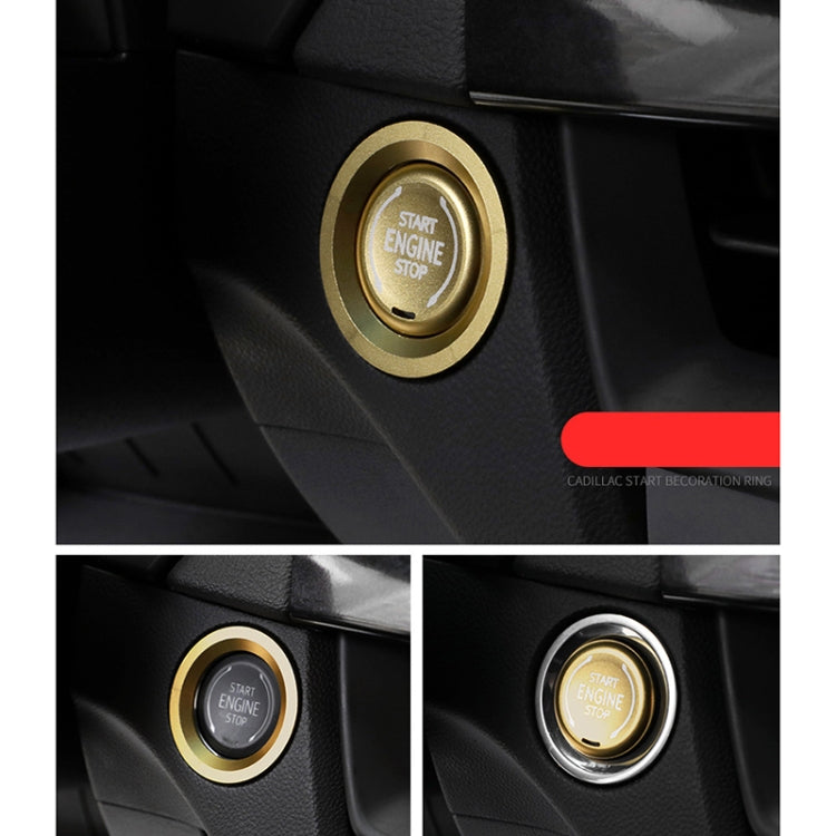 Car Engine Start Key Push Button Ring Trim Metal Sticker Decoration for Cadillac CT5 CT4 XT4 XT6 / Chevrolet Silverado (Gold)