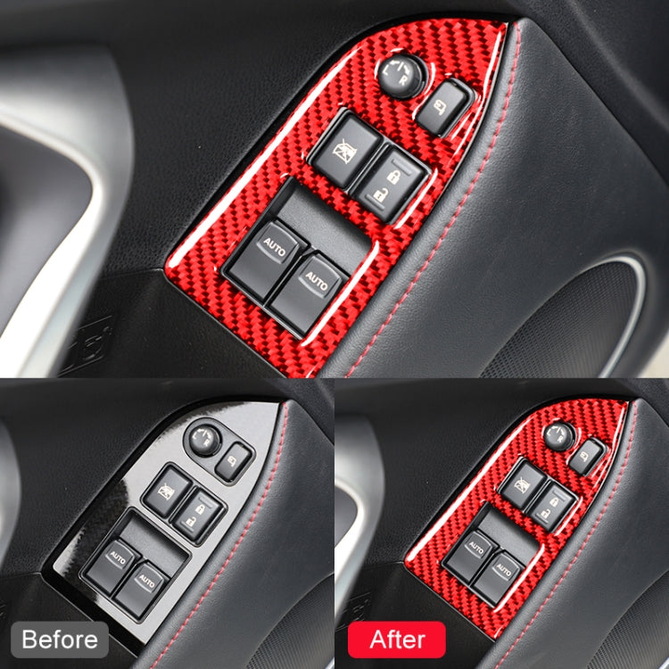 Car Carbon Fiber Window Glass Lifting Panel Decorative Sticker for Subaru BRZ / Toyota 86 2013-2017, Left Drive (Red)