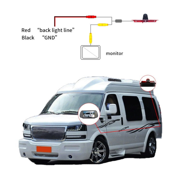 PZ467 Car Water-resistant 170 Degree Brake Light View Camera + 7 inch Rearview Monitor for Chevrolet
