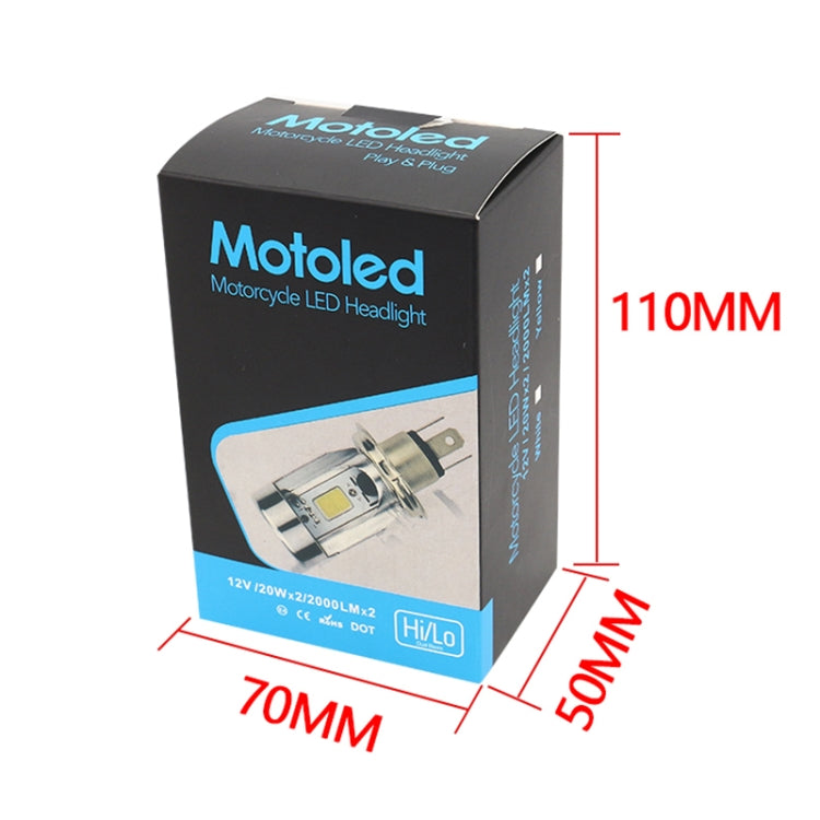 BA20D DC12-80V / 20W / 6000K / 2000LM Motorcycle Headlight with Angel Eyes (Blue)
