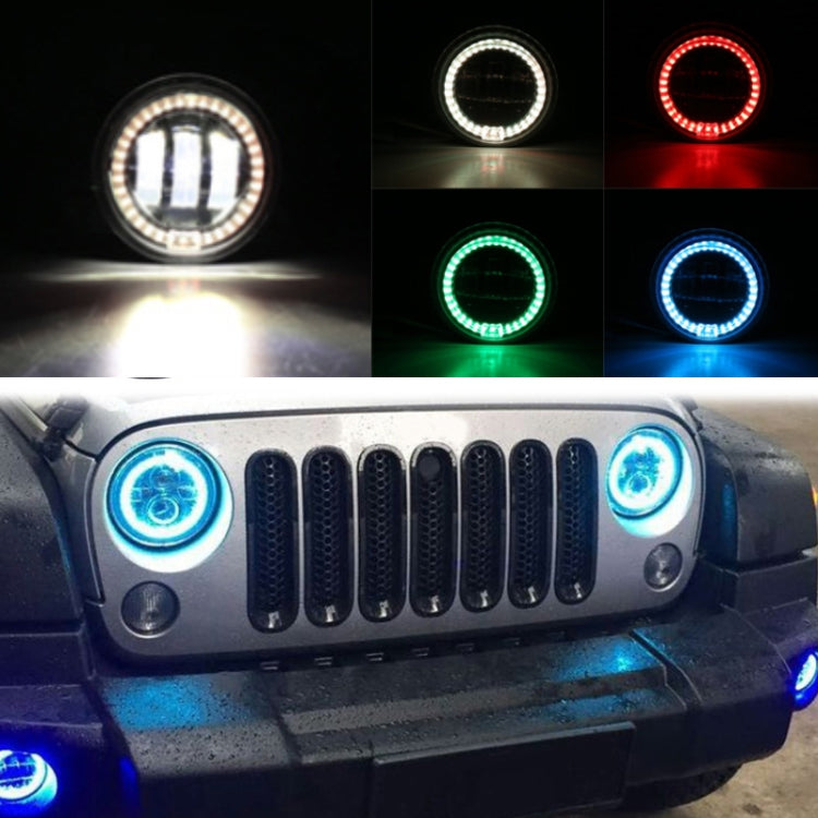 2 PCS DC12V-30V / 30W / 3A / 1440LM 12LEDs 4 inch Car LED Colorful Fog Light, Style: White Background (Yellow Light)