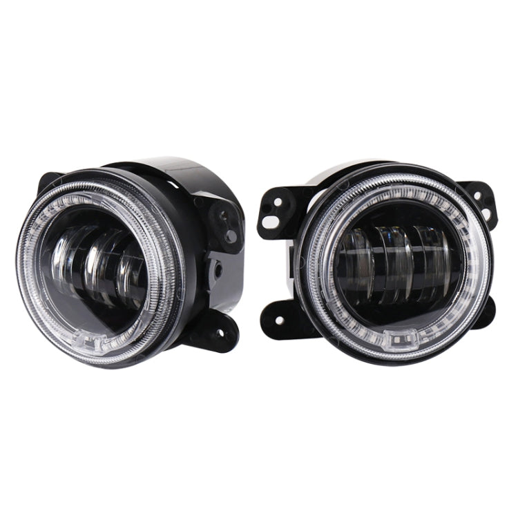2 PCS DC12V-30V / 30W / 3A / 1440LM 12LEDs 4 inch Car LED Colorful Fog Light, Style: Black Background(Yellow Light)
