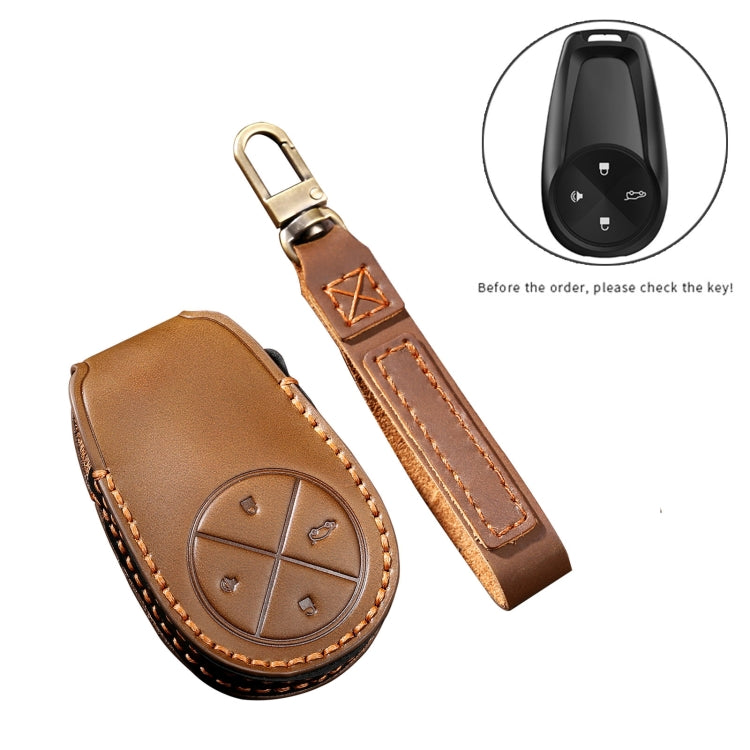 Hallmo Car Cowhide Leather Key Protective Cover Key Case for NIO ES6 / ES8(Black)