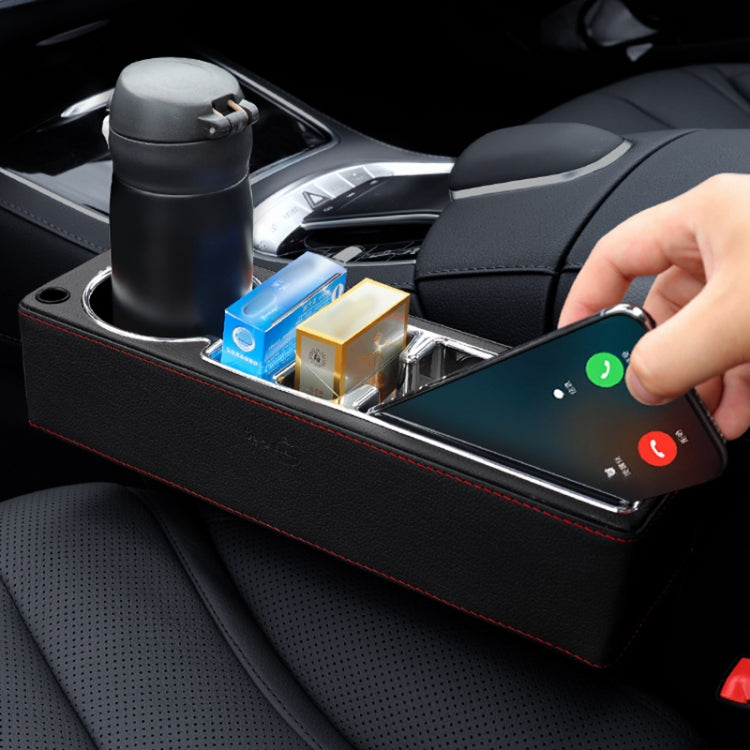 Car Multi-functional Console PU Leather Box Cup Holder Seat Gap Side Storage Box (Black) - free shipping - PMC TechLife - Order now!