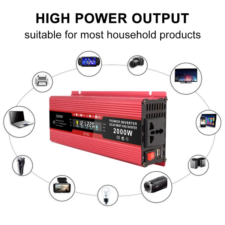 Carmaer Universal 24V to 220V 2000W Car LCD Display Inverter Household Power Converter - Modified Square Wave by PMC TechLife | Online Shopping South Africa | PMC TechLife | Buy Now Pay Later Mobicred