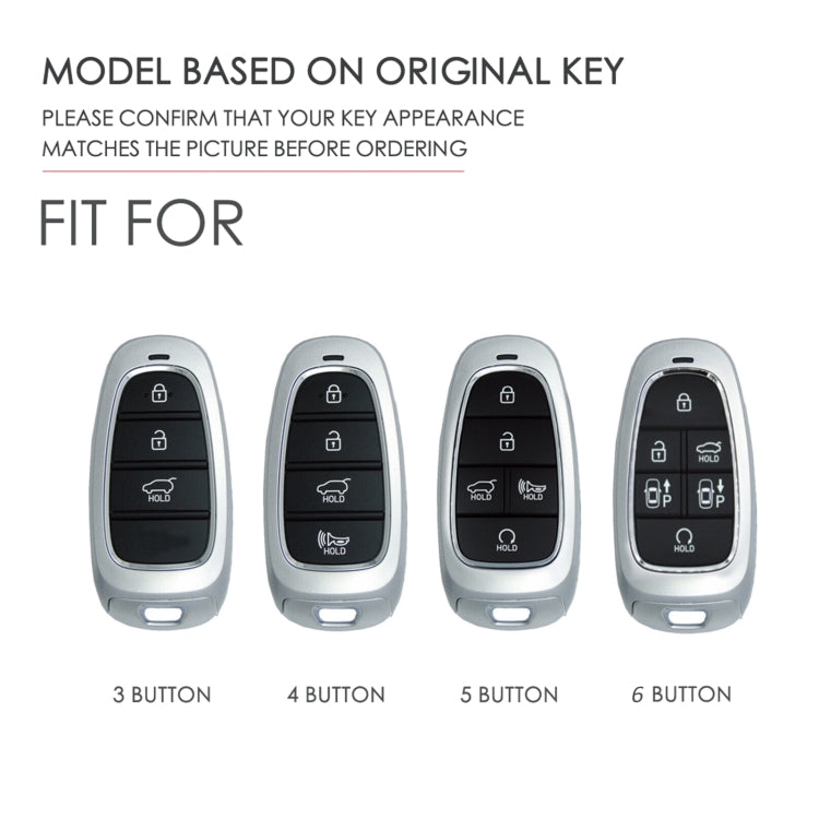 Hallmo Car Cowhide Leather Key Protective Cover Key Case for Hyundai 6-button(Blue)