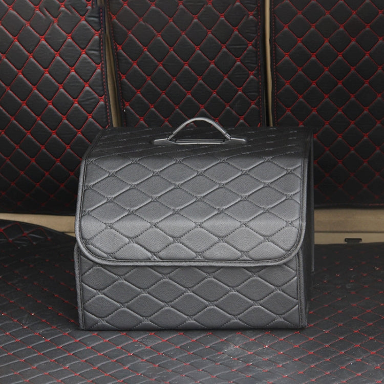 Car Trunk Foldable Storage Box, Rhombic Grid Middle Size: 40 x 32 x 30cm (Black)
