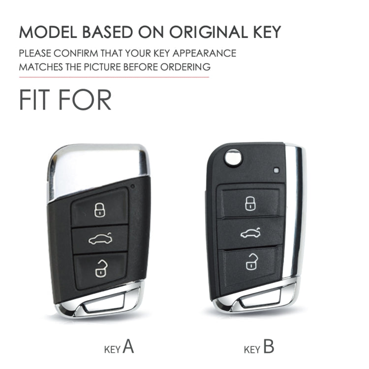 Hallmo Car Female Style Cowhide Leather Key Protective Cover for Volkswagen, A Type(Sky Blue)