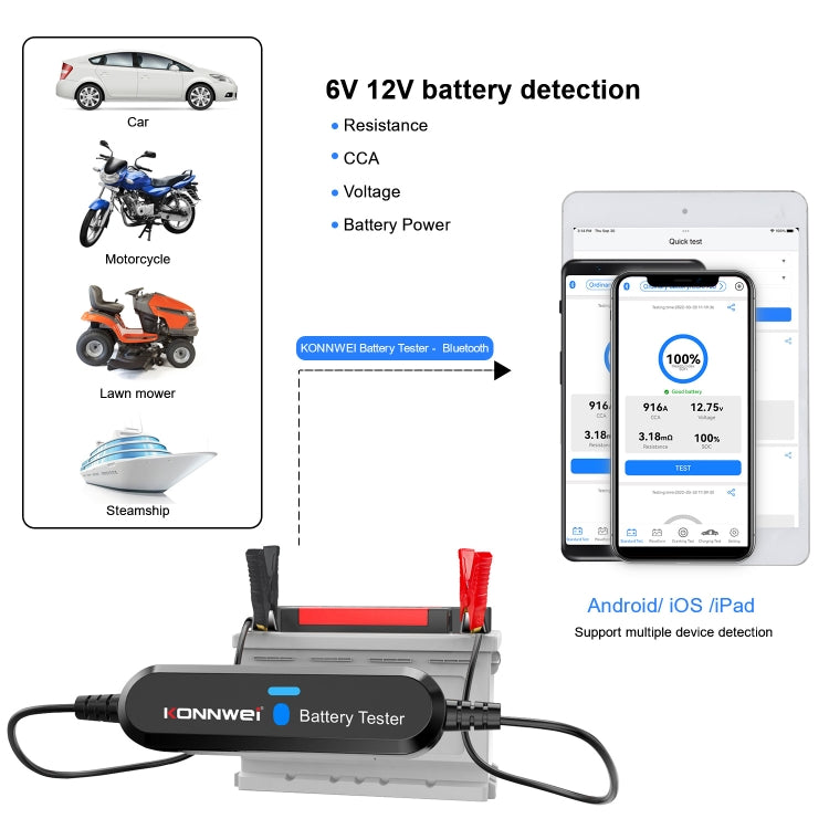 KONNWEI BK100 X431 BST360 Car Bluetooth Battery Tester (Black) - free shipping - PMC Jewellery - Order now!