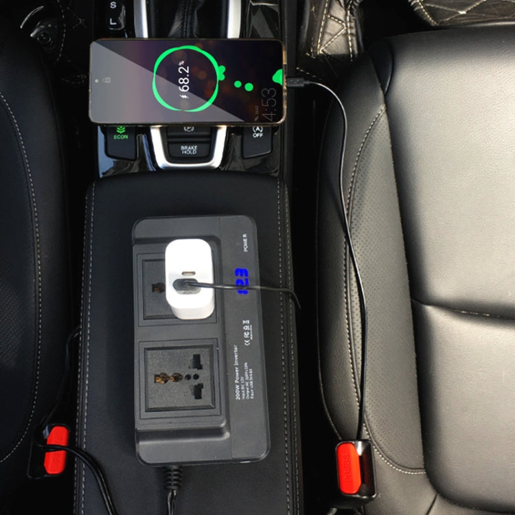 DC12V 200W AC110V Car Smart Multi-functional Digital Display Inverter, US Plug - by PMC TechLife | Online Shopping South Africa | PMC TechLife | Buy Now Pay Later Mobicred