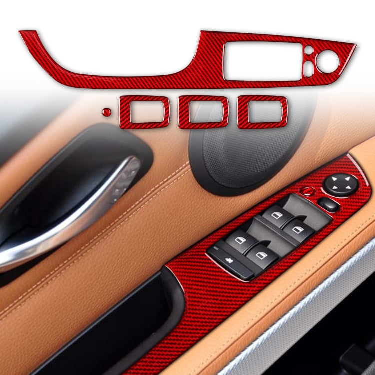 5 PCS Set for BMW 3 Series E90 Carbon Fiber Car Left Driving Lifting Panel Decorative Sticker with Folding, Diameter: 37.8cm(Red) - Car Interior Mouldings by PMC TechLife | Online Shopping South Africa | PMC TechLife | Buy Now Pay Later Mobicred