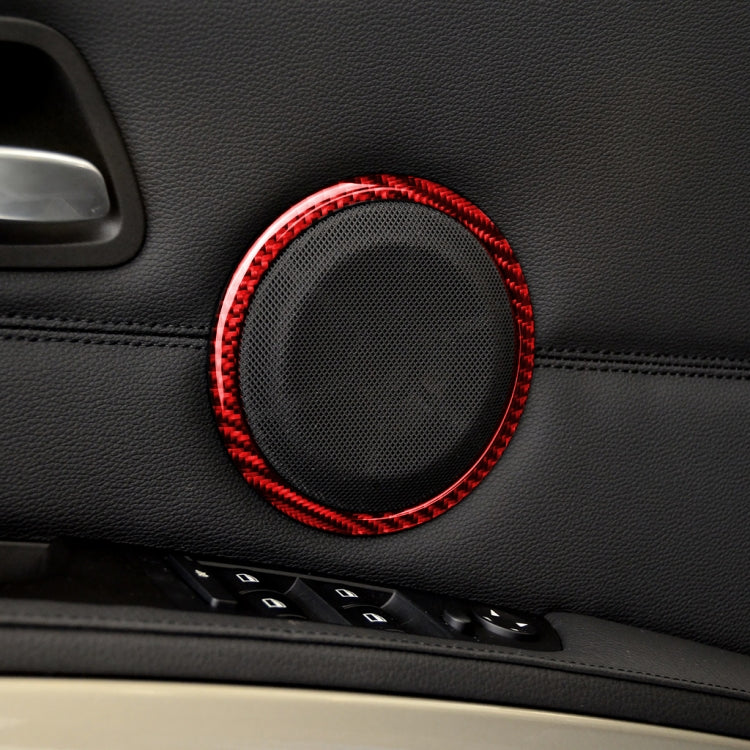 2 PCS Set for BMW 3 Series E90 Carbon Fiber Car Horn Circle Decorative Sticker (Red) - Car Interior Mouldings by PMC TechLife | Online Shopping South Africa | PMC TechLife | Buy Now Pay Later Mobicred