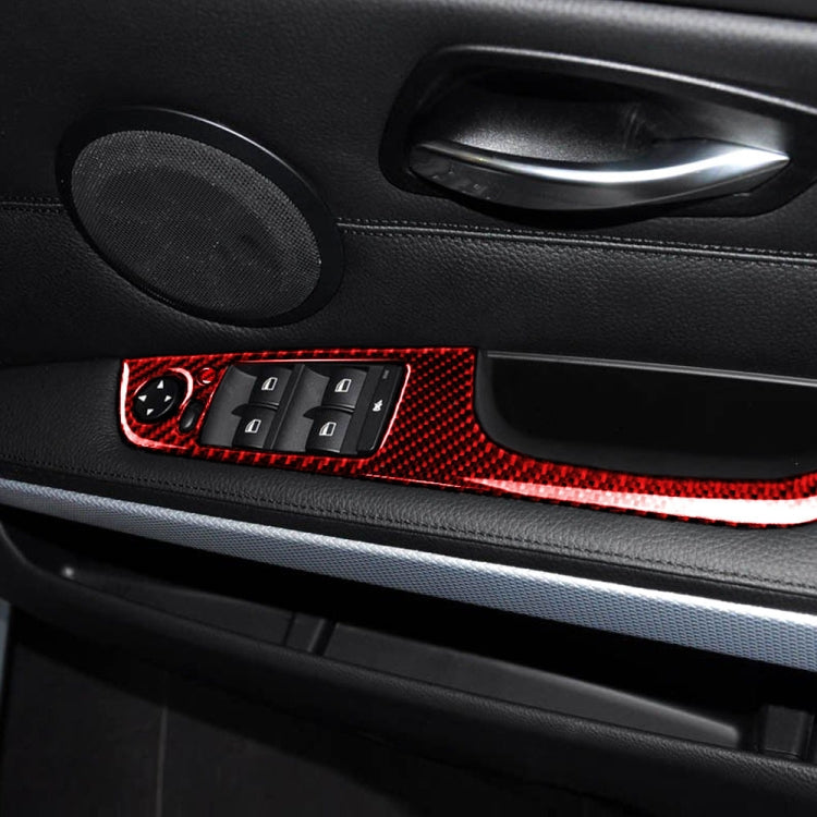 5 PCS Set For BMW 3 Series E90 Carbon Fiber Car Right Drive Window Lift Panel Decorative Sticker, Diameter: 35.8cm (Red) - Car Interior Mouldings by PMC TechLife | Online Shopping South Africa | PMC TechLife | Buy Now Pay Later Mobicred