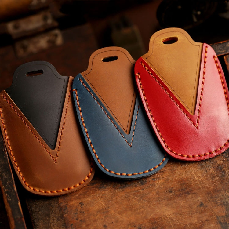 For Toyota Car Cowhide Leather Key Protective Cover Key Case, Two Keys Version(Red)