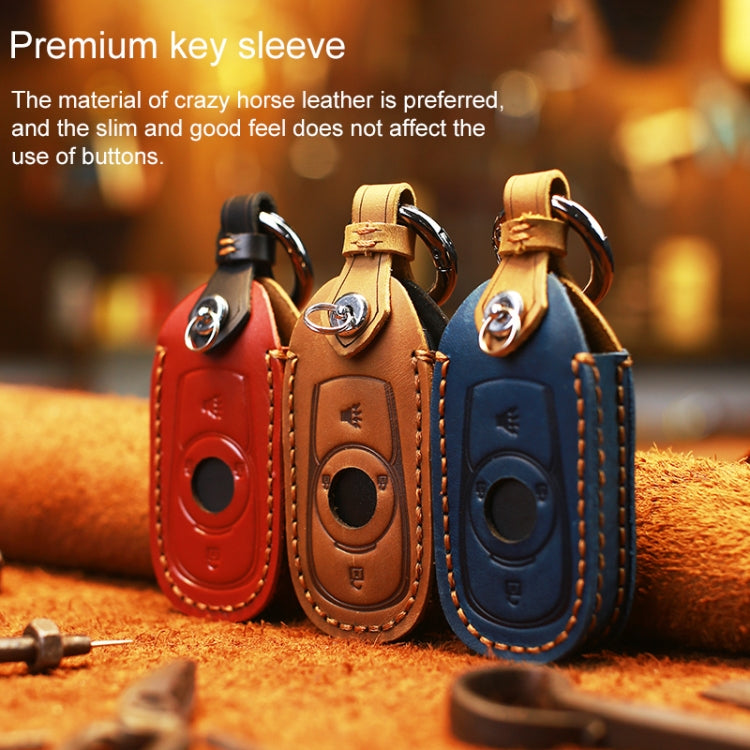 For Buick Car Cowhide Leather Key Protective Cover Key Case, Six Keys Version (Red)