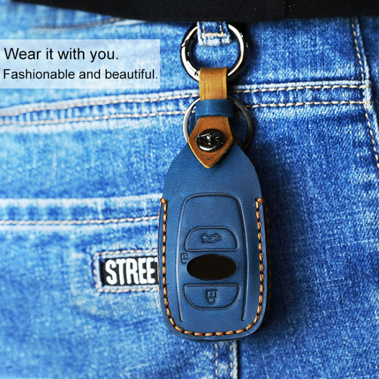 For Subaru Car Cowhide Leather Key Protective Cover Key Case (Blue) - Car Key Cases by PMC TechLife | Online Shopping South Africa | PMC TechLife | Buy Now Pay Later Mobicred