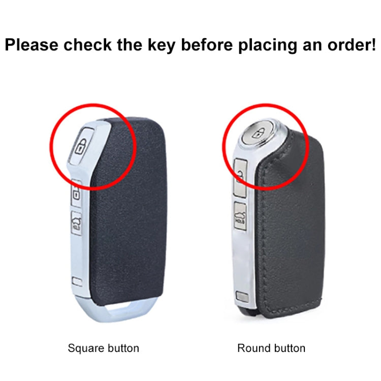 For Kia Car Cowhide Leather Key Protective Cover Key Case, Round Version (Brown) - free shipping - PMC Jewellery - Order now!